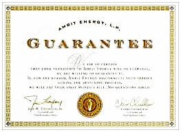 Guarantee - picture of a guarantee certificate - bid bonds guarantee that a contractor will accept the job if the low bidder, black and gold text on white background