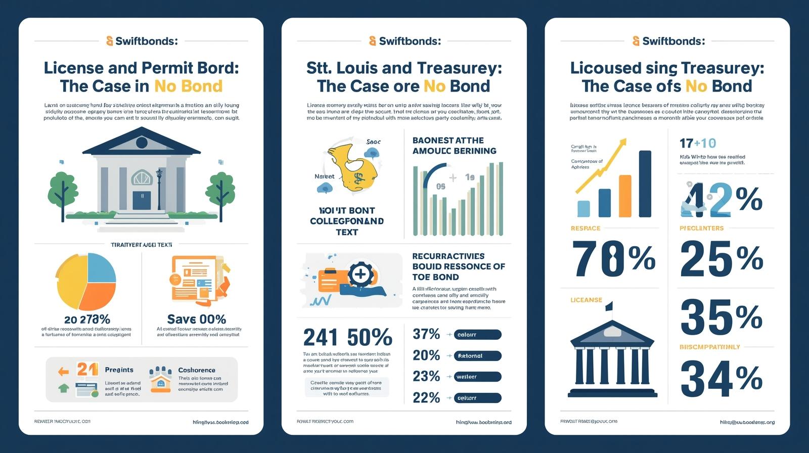 Swiftbonds infographic outlining the St. Louis treasurer’s bond lapse with charts, statistics, and accountability measures.