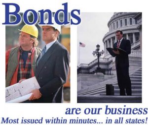 Buy surety bonds - The image shows two contractors and surety agent.