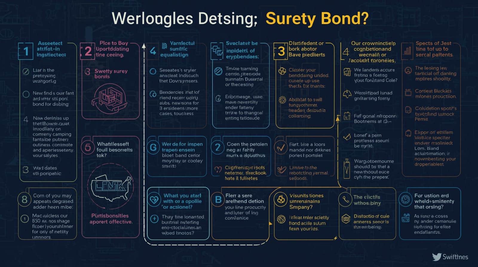 Step-by-step guide infographic showing the process of obtaining a surety bond.