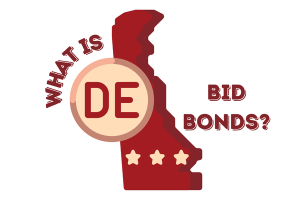 Illustration of Delaware state map with 'What is Bid Bonds?' text, representing the concept of bid bonds in Delaware.