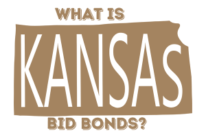 Illustration of the state of Kansas with the title 'What is Kansas Bid Bonds?' explaining the concept of bid bonds in Kansas.