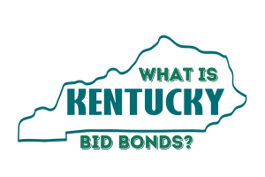 Outline of the state of Kentucky with the text 'What is Kentucky Bid Bonds?' inside, illustrating the concept of bid bonds specific to Kentucky