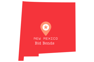 New Mexico map highlighting bid bonds, showcasing the importance of bid bonds in construction and service projects within the state.