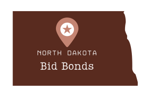 Graphic of North Dakota map highlighting bid bonds with a pin icon. A visual guide to understanding bid bonds in North Dakota.