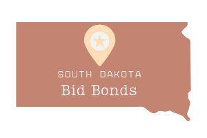 South Dakota map illustration highlighting bid bonds with a location marker, emphasizing the importance of bid bonds in South Dakota for contractors.