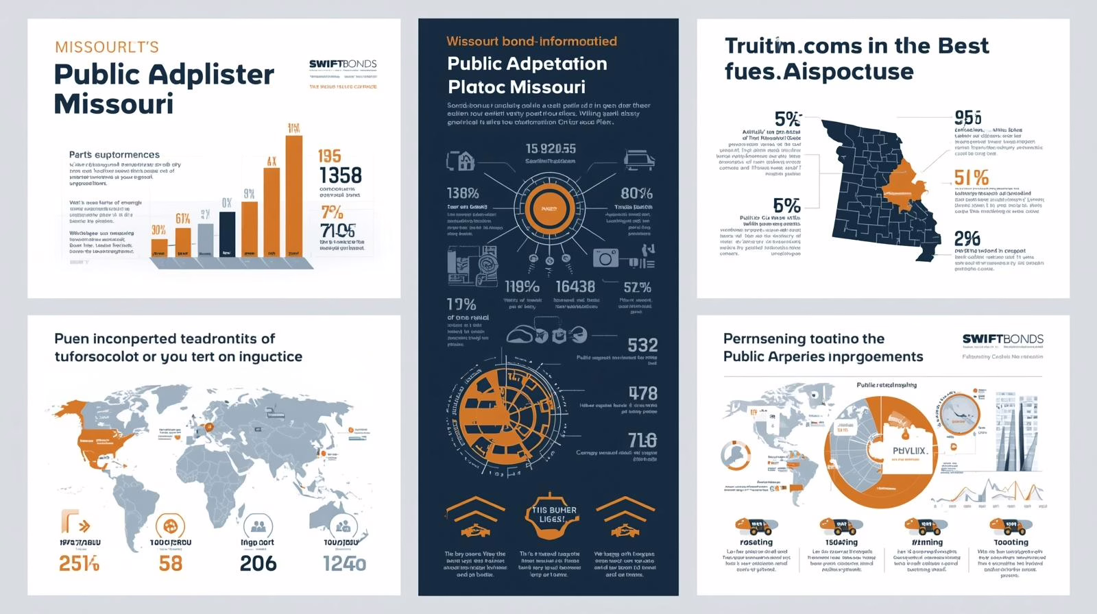 Public adjuster bond data visualization showing Missouri bond trends, map highlights, and industry insights.