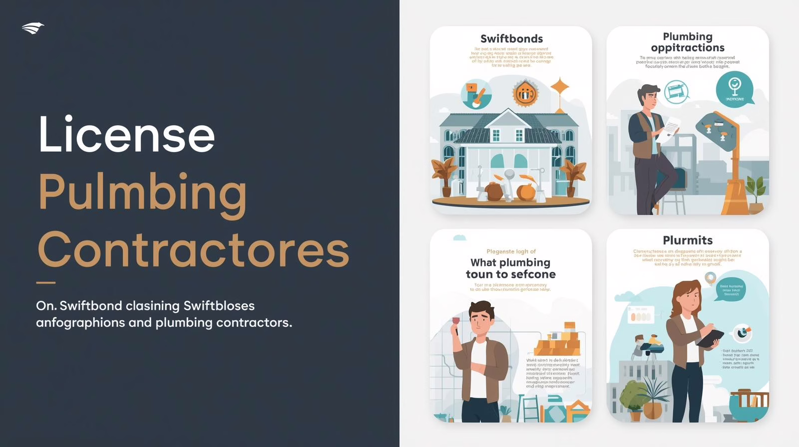 Infographic introducing Swiftbonds and outlining licensing and bonding for plumbing contractors.
