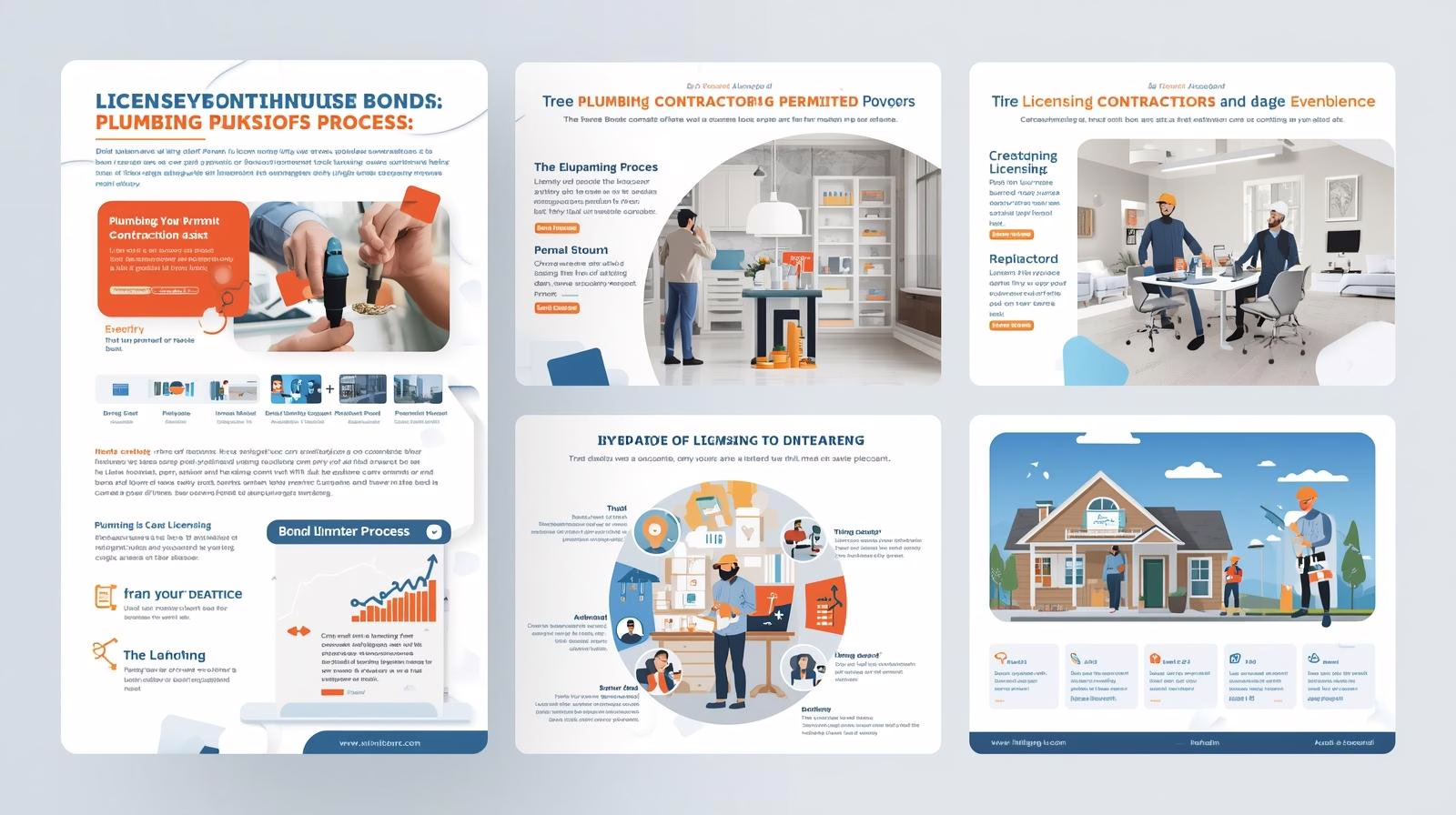 Visual guide explaining the step-by-step process for plumbing contractor licensing and permit bonds.