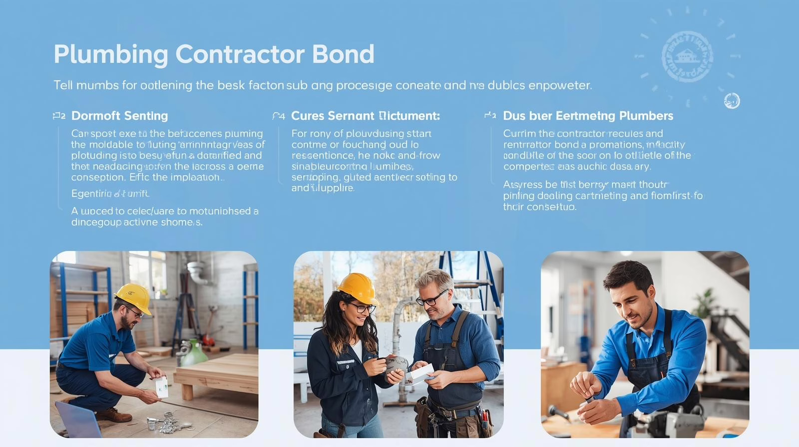 Infographic showing the benefits and requirements of securing a plumbing contractor bond.