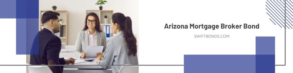 Arizona Mortgage Broker Bond - Smiling professional insurance manager, mortgage broker meeting with client at her office.