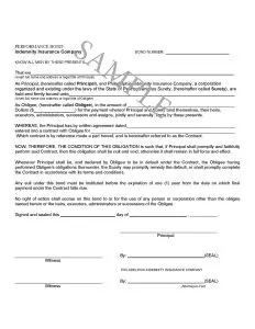 Surety agreement sample of a Distilled Spirits Bond-Alcohol Fuel Producer Bond in color white paper.