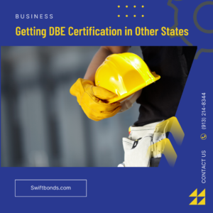 How Your Business Can Get DBE Certification in Other States - This image shows a guy holding a yellow safety helmet with a blue background.
