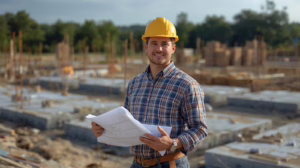 General contractor overseeing foundation work at a construction project in Conroe, TX.
