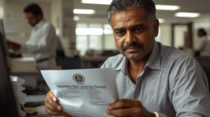 Business owner reviewing generic license and permit documentation required by the City of Panhandle, Texas
