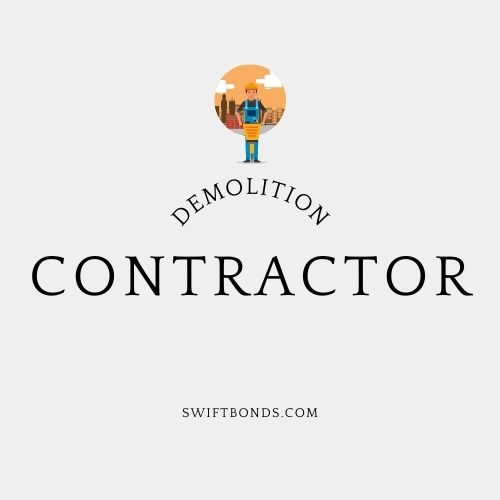 Demolition Contractor - The logo shows a contractor holding his concrete drilling equipment in an off white colored background.