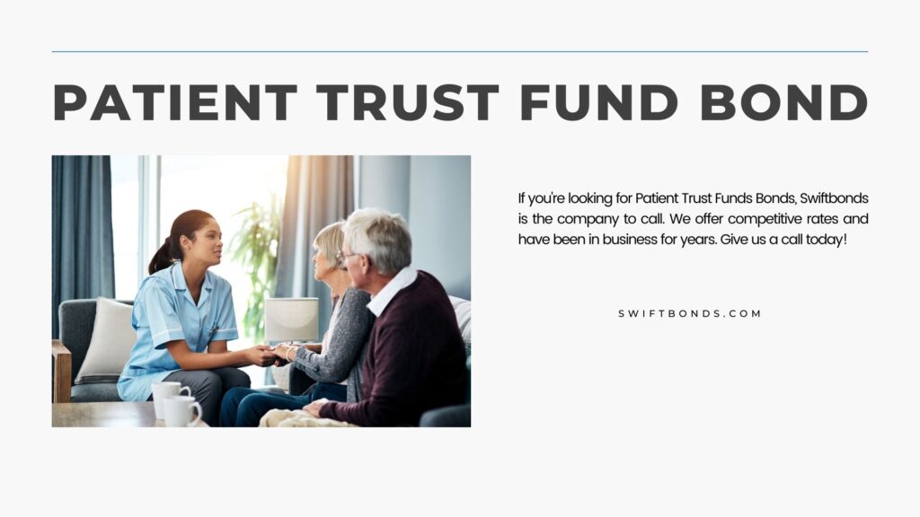 Patient Trust Fund Bond - Young nurse holding hands with a senior woman while sitting next to her husband.