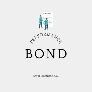 Performance Bond - The logo shows a two persons hand shaking and a contract document in an off white colored background.