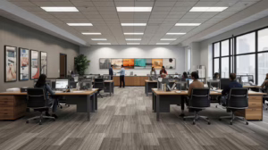 Modern debt collection agency workspace operating in compliance with Texas regulations.