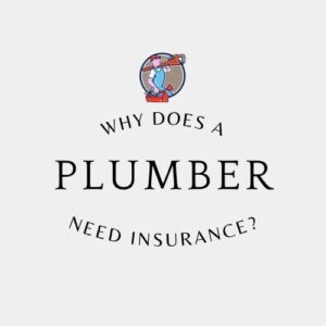 Why does a plumber need insurance? The logo shows a a plumber carrying his tools in an off white colored background.