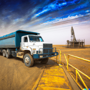 truck in front of oil and gas well in Texas