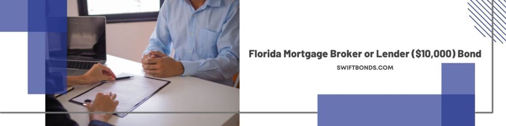 FL – Mortgage Broker or Lender ($10,000) Bond - A woman of the residential mortgage lender and servicer office points out the position to sign the document.