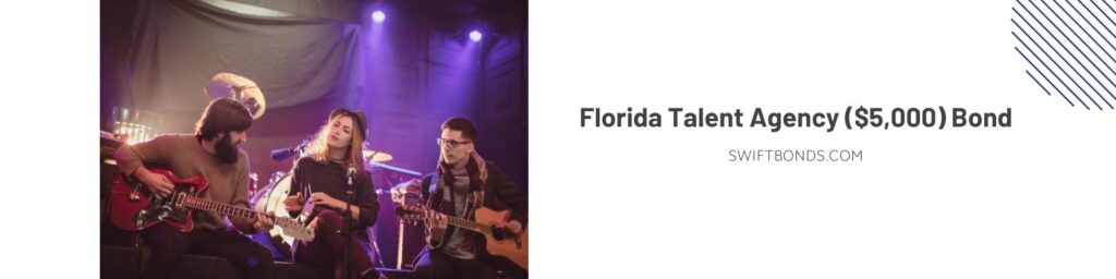 FL - Talent Agency ($5,000) Bond - Group of people, men, and woman, young band, playing music instrument indoor on stage.