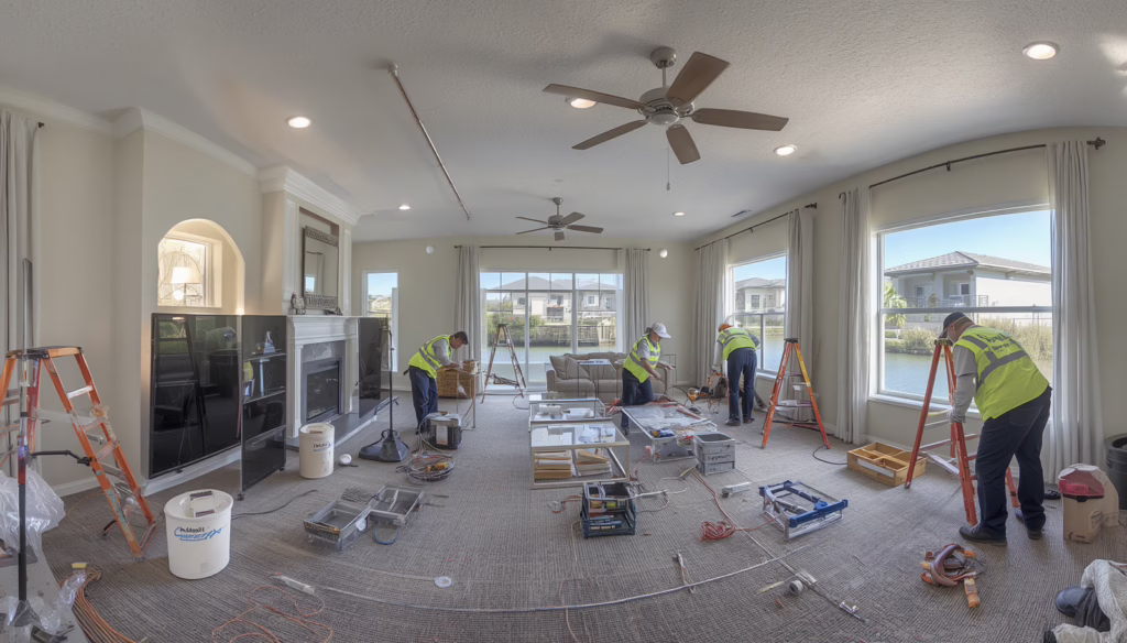 Installation Made Easy (IME) technicians providing bonded residential installation services in a Florida home.