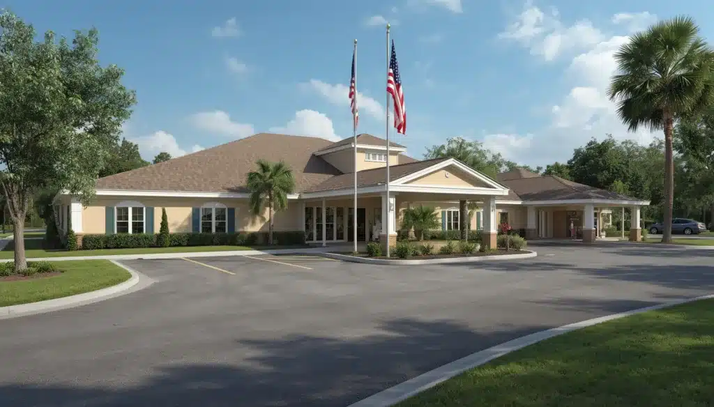 Residents and caregivers inside a Florida leased nursing home highlighting quality resident care protected by a Florida Leased Nursing Home Bond.