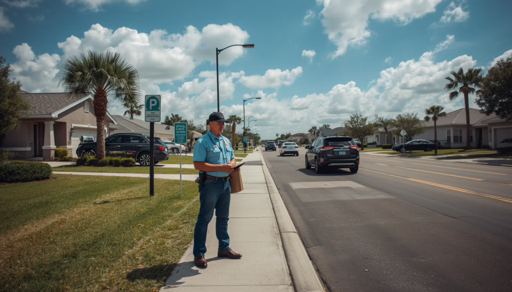 Licensed professional solicitor conducting charitable fundraising outreach in a Florida neighborhood backed by the required Florida Professional Solicitor $50,000 Bond.