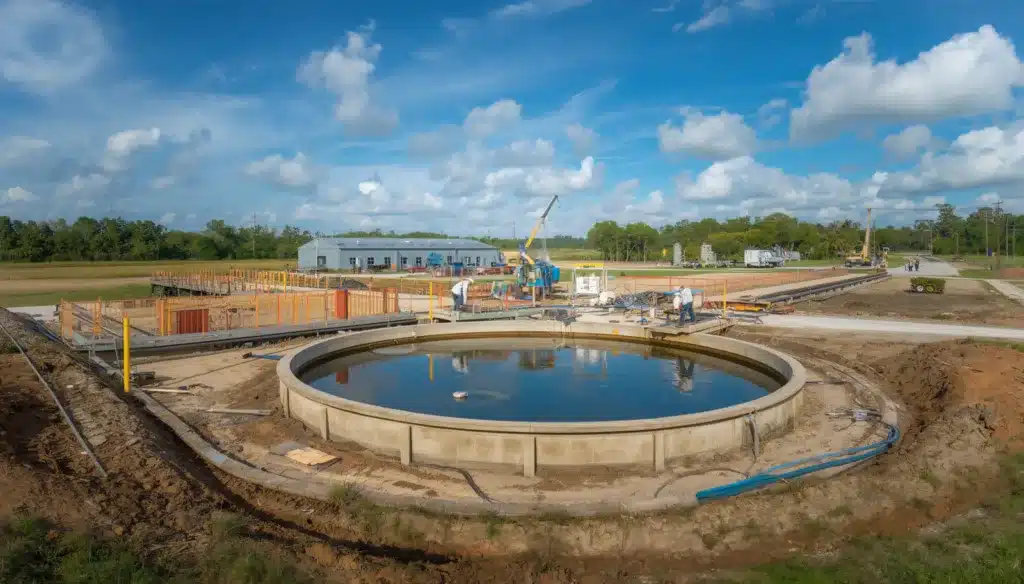 Clay County, FL water and wastewater treatment facility under construction for infrastructure protected by a Water and Wastewater Maintenance Warranty Bond.