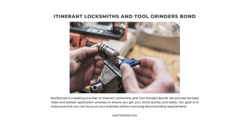 Itinerant Locksmiths and Tool Grinders Bond - Professional locksmith master repairs door lock cylinder.