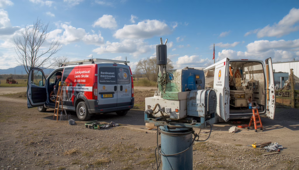 Mobile locksmith and tool grinder work vehicle equipped with professional tools for businesses requiring the Miami, FL Itinerant Locksmiths and Tool Grinders ($500) Bond.
