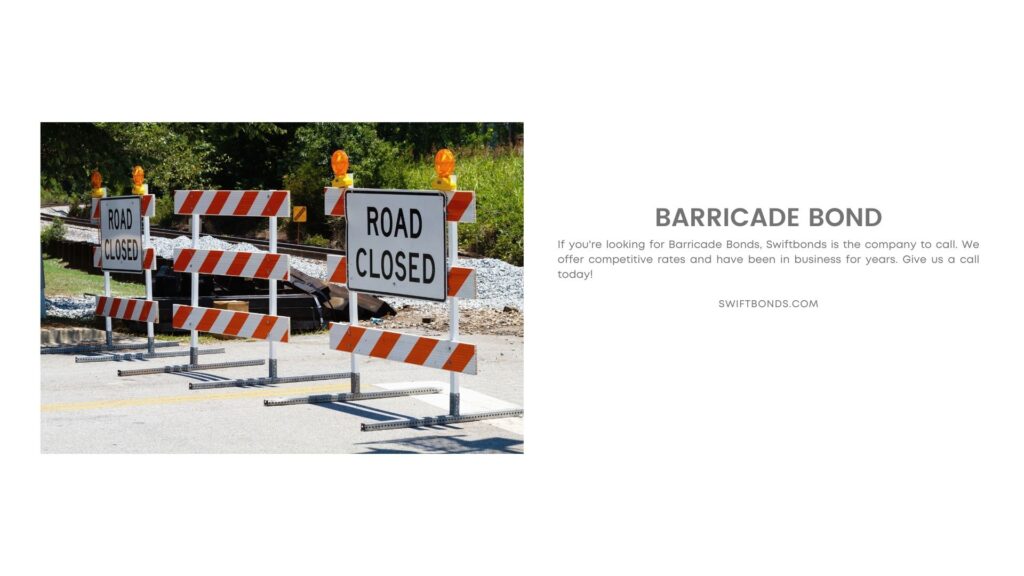 Barricade Bond - Road closed barricades at a railroad crossing.