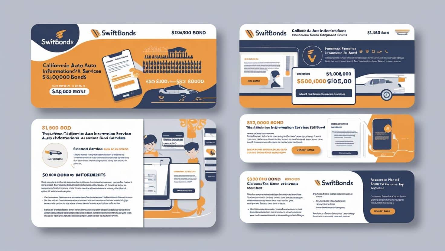 Infographic detailing the California Auto Information Services ,000 bond requirements and benefits.