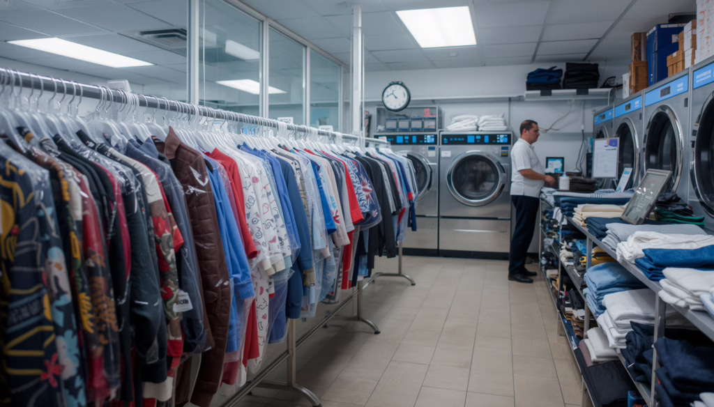 California dry cleaning facility with professional garment care equipment supporting compliance with California Dry Cleaner Bond requirements