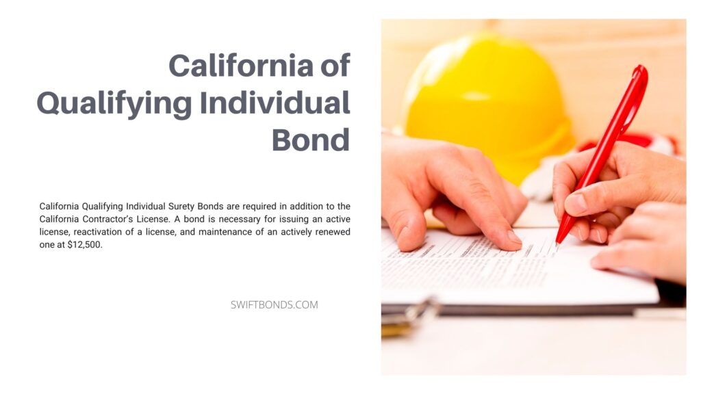 California of Qualifying Individual Bond - Woman signing a construction contract with contractor to build a house.