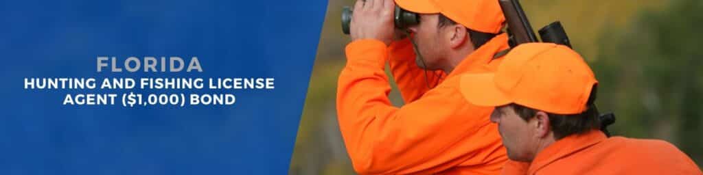 Florida Hunting and Fishing License Agent ($1,000) Bond - A hunter and a license agent doing hunting in color orange uniform.