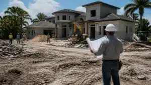 Experienced Florida general contractor supervising heavy equipment and residential construction for a luxury custom home.