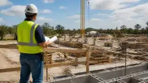 Cape Coral registered contractor supervising home construction while meeting $25,000 contractor license bond requirements.