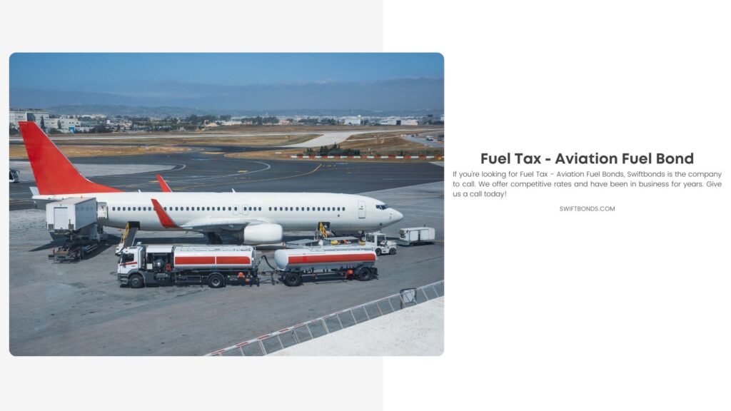 Fuel Tax - Aviation Fuel Bond - Truck with a tank and a trailer of aviation fuel during the refueling of the aircraft and its service before the flight.