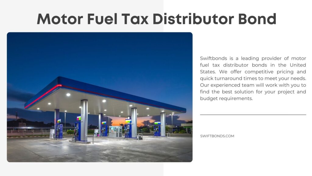 Motor Fuel Tax Distributor Bond- Gas fuel station with sunrise sky.