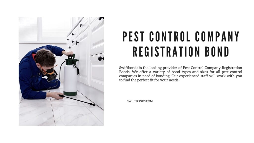 Pest Control Company Registration Bond - Pest control operator spraying pesticide on wooden cabinet.