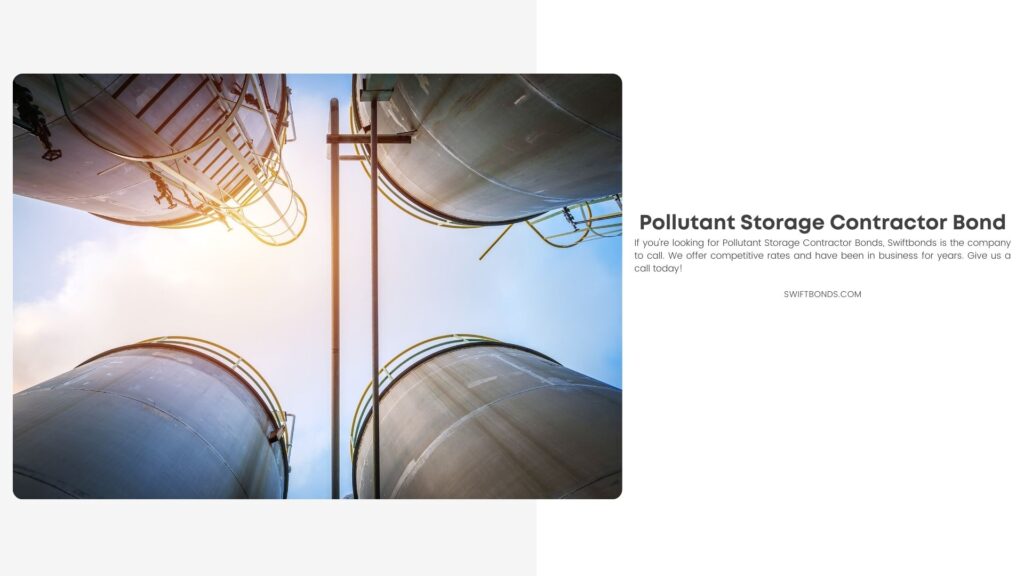 Pollutant Storage Contractor Bond - Stainless tanks and pipeline for liquid chemical industrial on sky background.