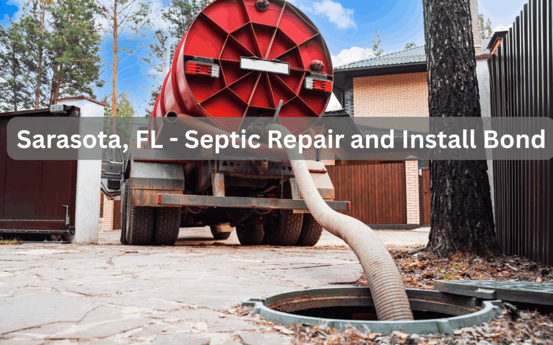 A septic service truck pumping a residential septic tank in Sarasota, Florida.