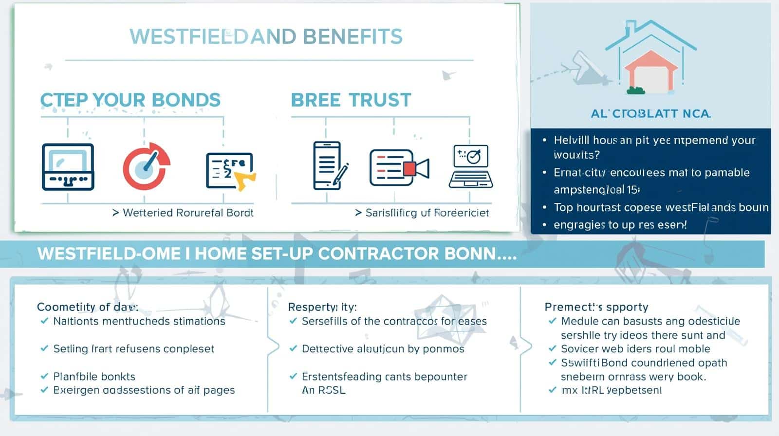 Infographic explaining the benefits, compliance, and trust-building aspects of the Westfield, NY mobile home set-up contractor bond.