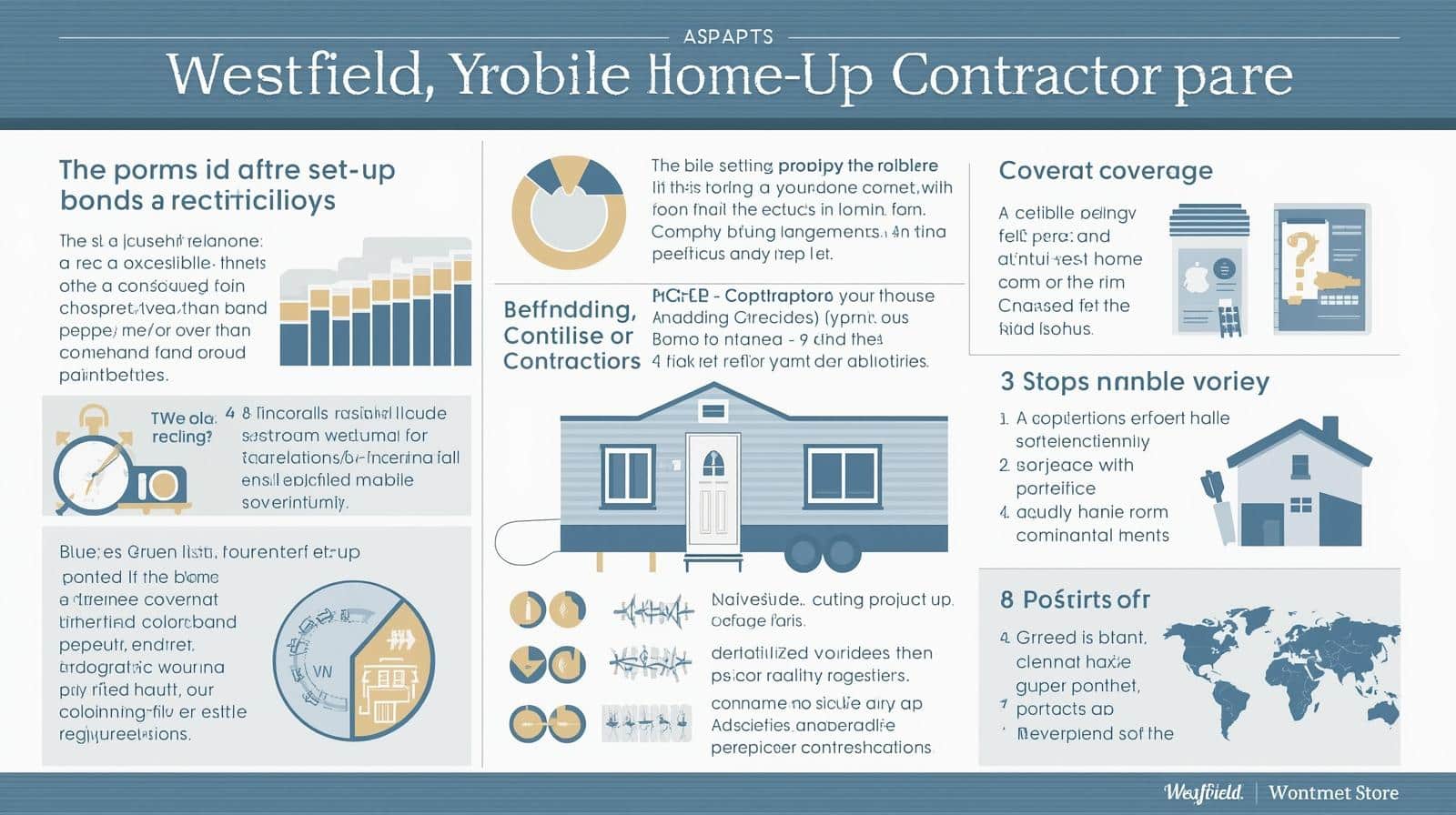 Visual breakdown of mobile home set-up bond requirements, contractor responsibilities, and coverage protections in Westfield, NY.