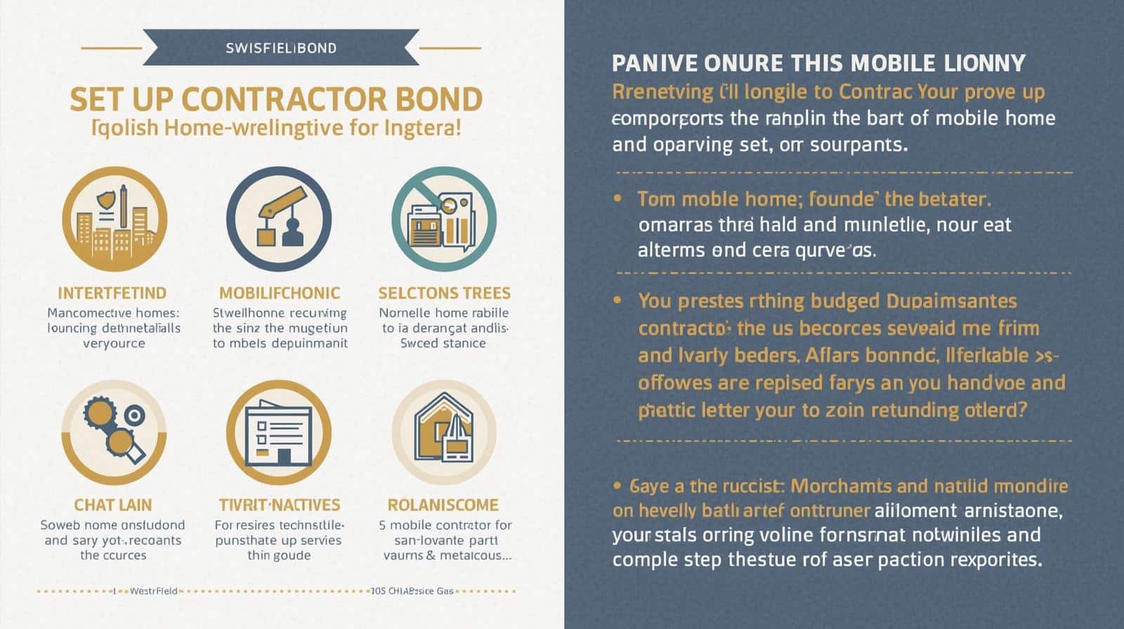 Infographic outlining contractor bond details, mobile home installation responsibilities, and compliance guidelines for Westfield, NY.