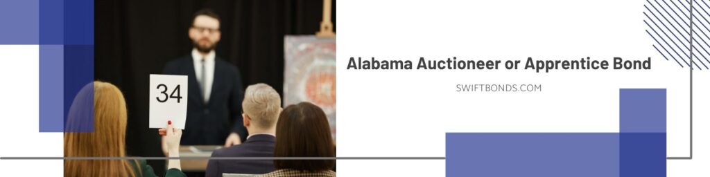 Alabama Auctioneer or Apprentice Bond - Rear view of a woman raising her sign she wants to buy a famous painting during auction.