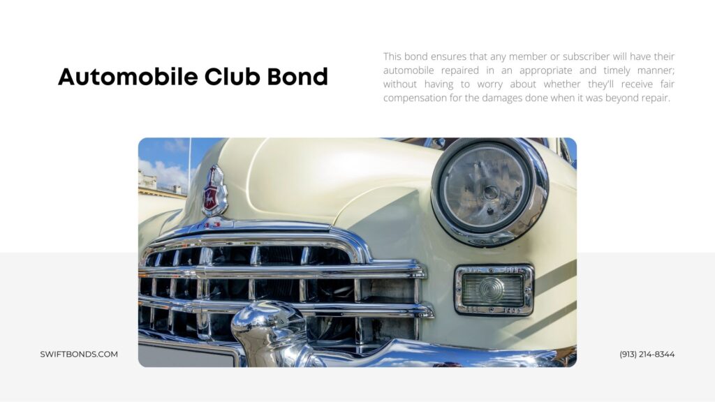 Automobile Club Bond - A front view of an old white retro car.